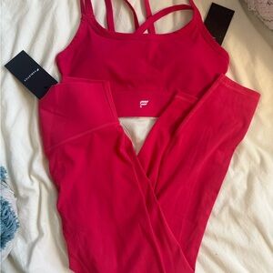 NWT Fabletics PureLuxe Raspberry Fizz Leggings and Sports Bra